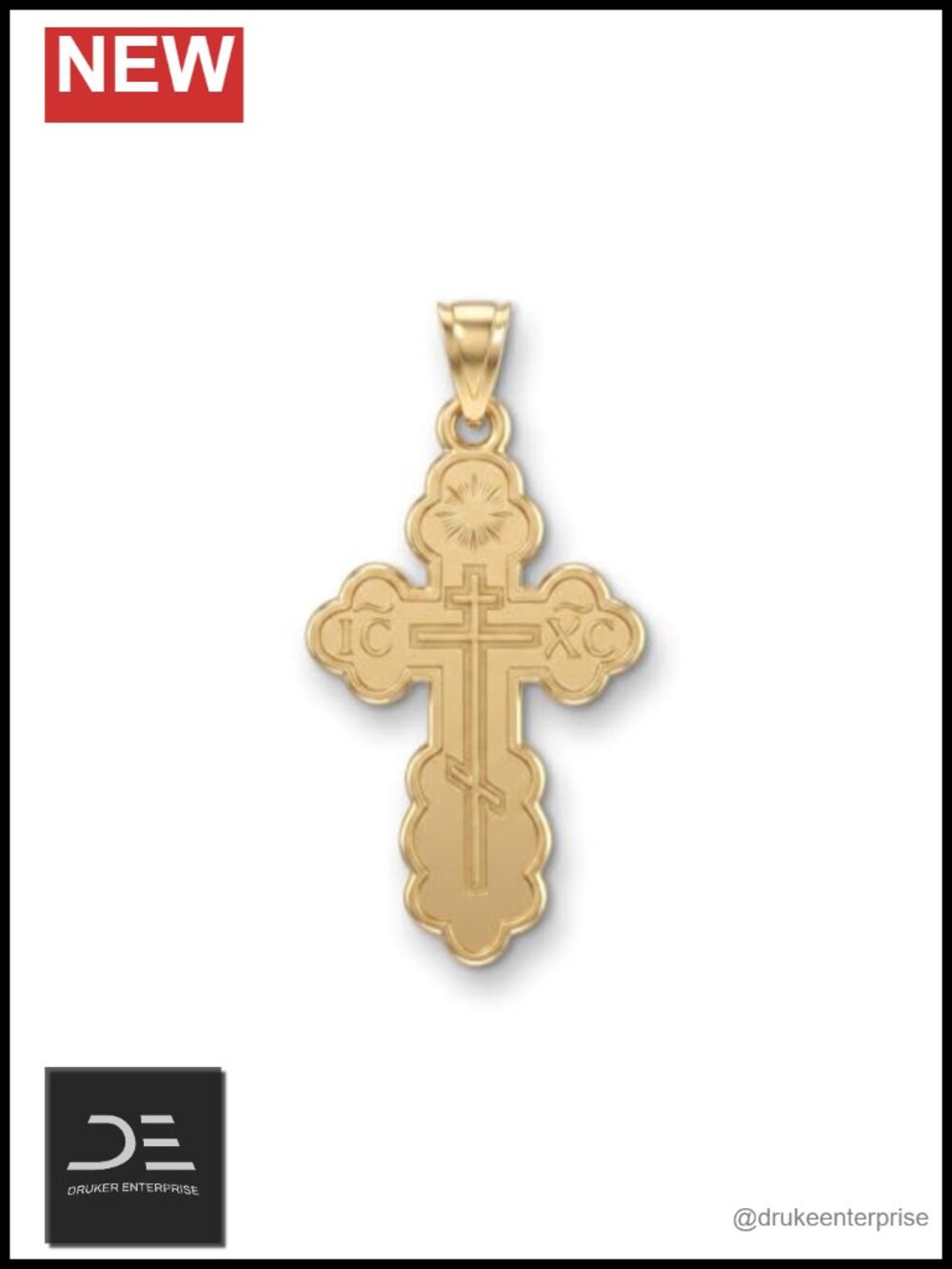 14K Gold Orthodox Cross Pendant, Double-Bonded, Handcrafted Religious Jewelry,